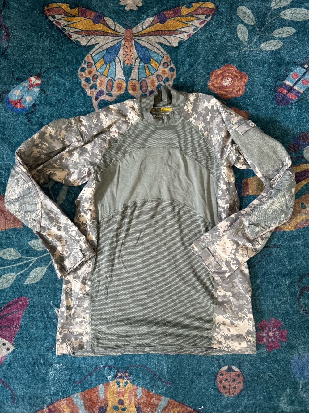 MASSIF Tactical Men's Combat Shirt Olive Green Digital Camo XL Pockets VGUC